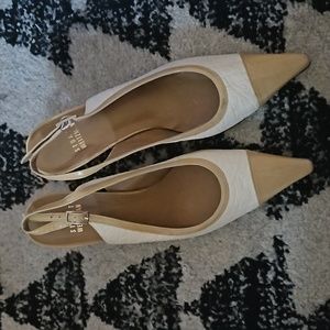 Stuart Weitzman Beige and Ivory Kitten Heels